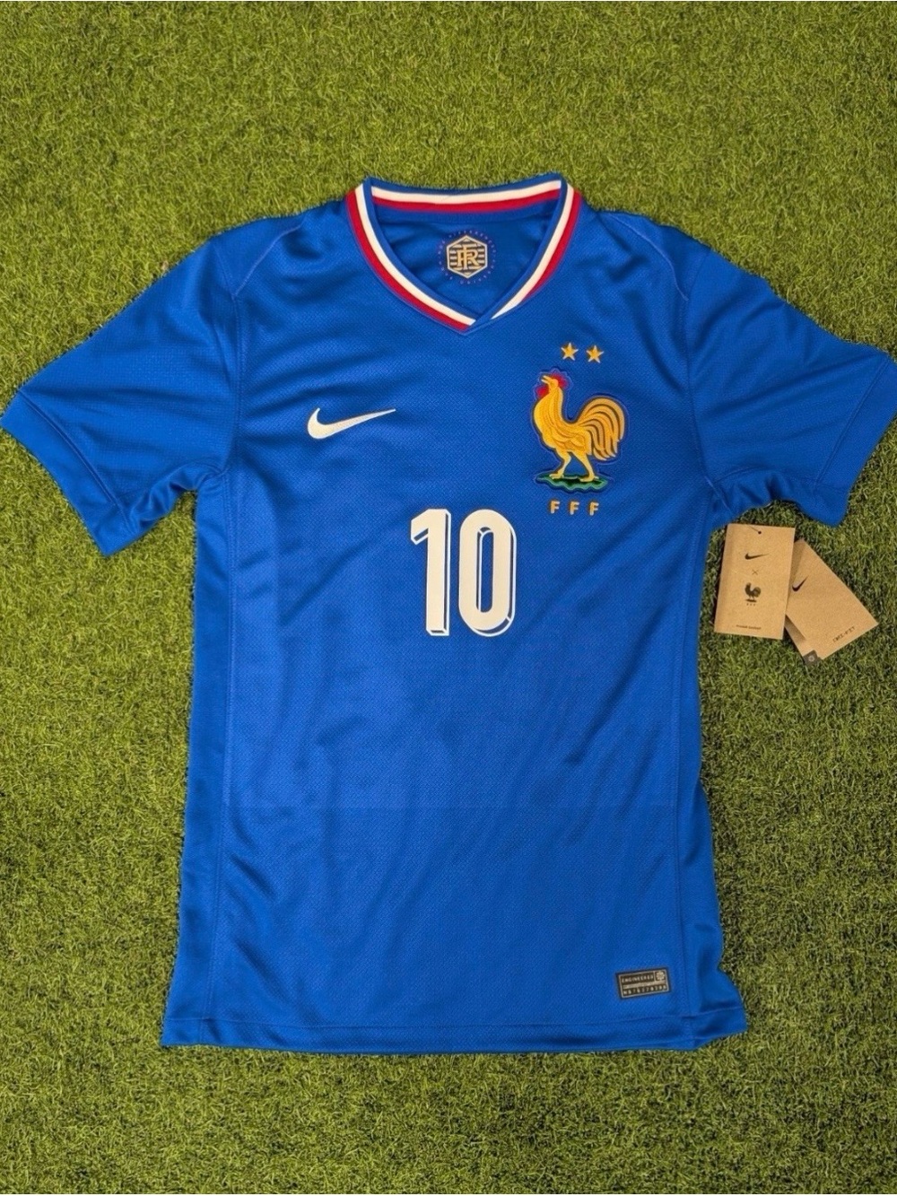 Nike Blue France #10 Soccer Football Jersey FIFA World Cup 2022 Size L Mbappe